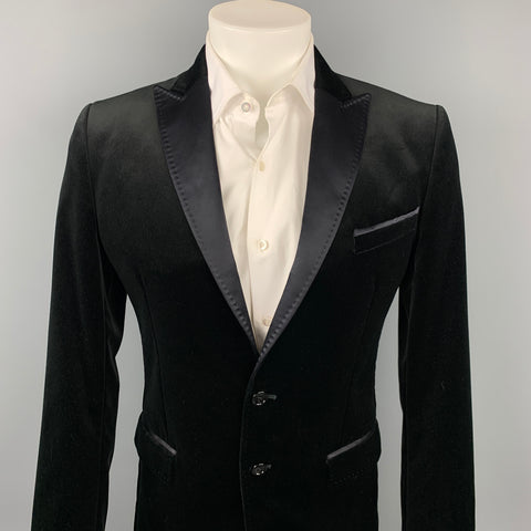 D&G by DOLCE & GABBANA Size 38 Black Velvet Peak Lapel Sport Coat