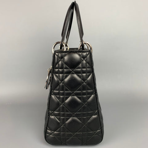CHRISTIAN DIOR Lady Dior Black Quilted Lamb Leather Medium Handbag