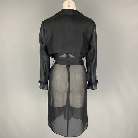 PORTS 1961 Chaqueta negra con solapa de muesca transparente talla 8