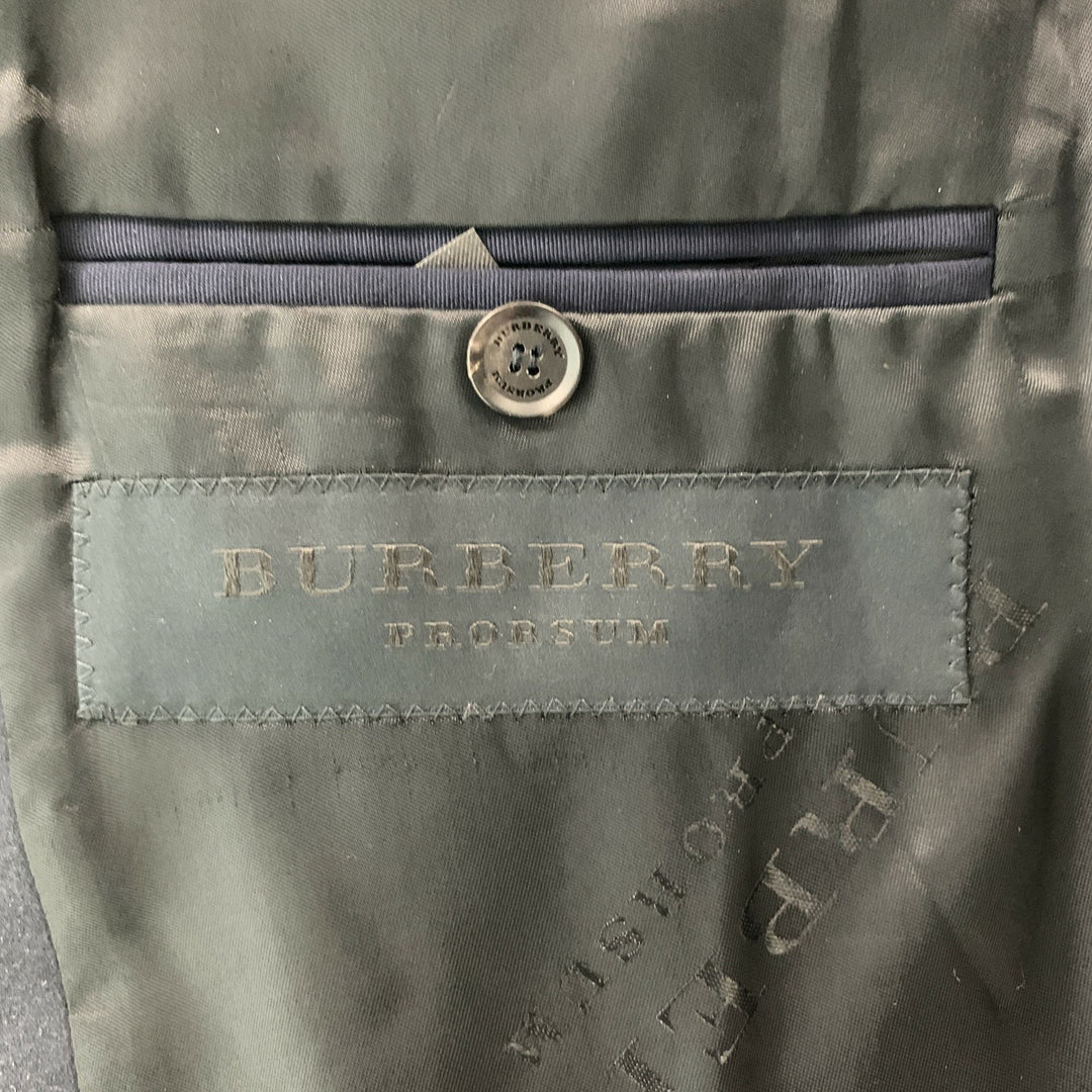 BURBERRY PRORSUM Chest Size 40 Regular Navy Blue Virgin Wool Tuxedo Sport Coat