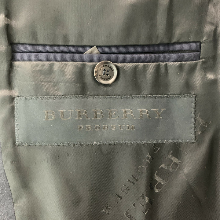 BURBERRY PRORSUM Chest Size 40 Regular Navy Blue Virgin Wool Tuxedo Sport Coat
