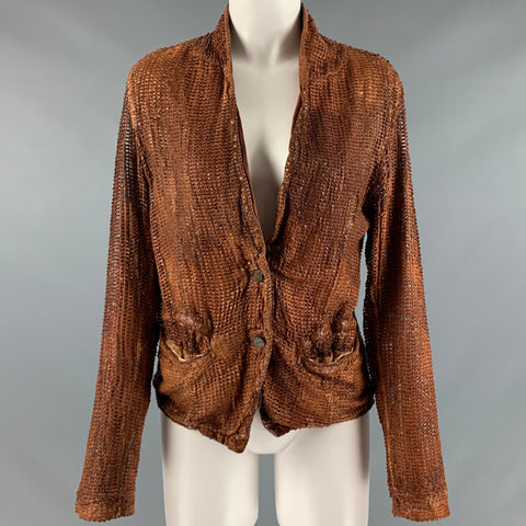 GIORGIO BRATO Taille 6 Veste boutonnée perforée marron