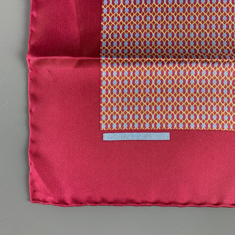 HERMES Red Blue Dots Silk Pocket Square