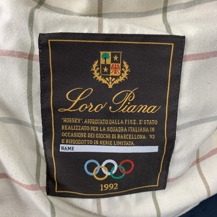 LORO PIANA Talla M Chaqueta "Horsey" de capa desmontable azul marino de los Juegos Olímpicos de 1992