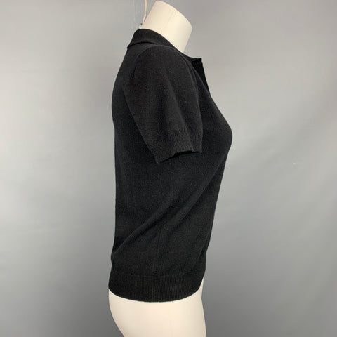 ROCHAS Size 4 Black Wool Buttoned Polo Shirt