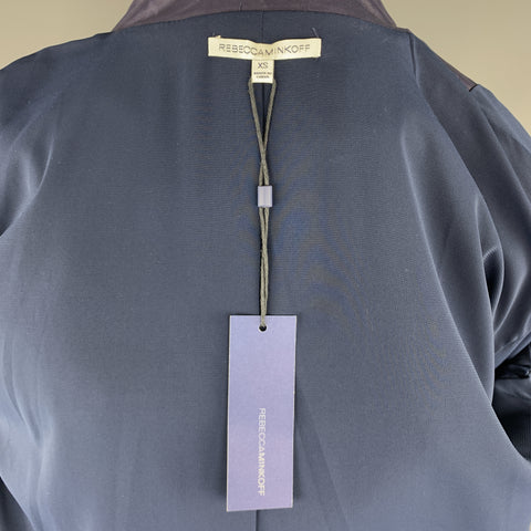 REBECCA MINKOFF Taille XS Veste de motard en cuir d’agneau bleu marine
