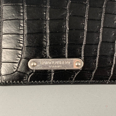 SAINT LAURENT Black Embossed Leather Bill Clip Card Case