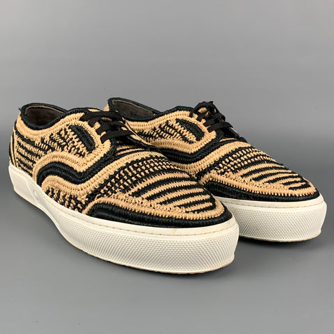 ROBERT CLERGERIE Taille 8 Baskets à lacets tissées naturelles noires