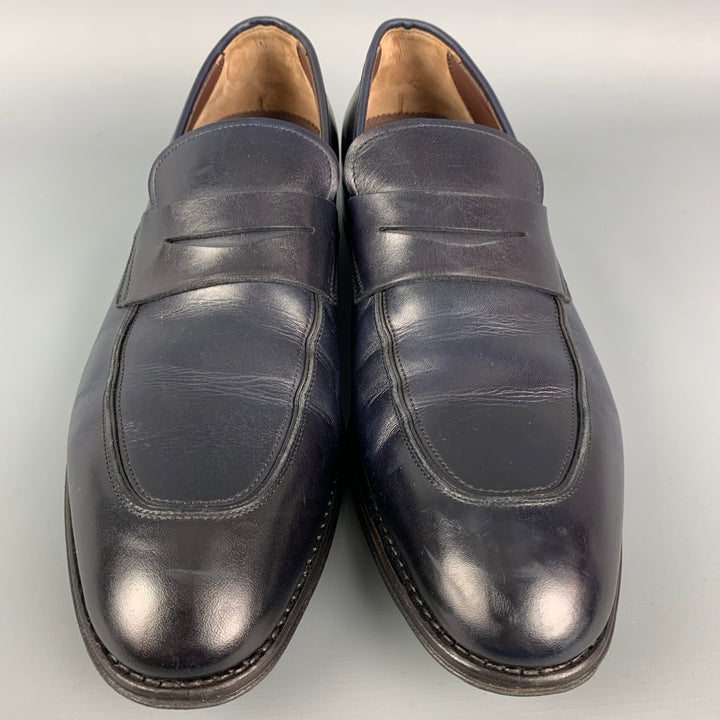 SALVATORE FERRAGAMO Size 11 Navy Leather Penny Loafers
