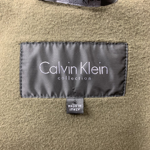 CALVIN KLEIN COLLECTION Size 38 Olive Hooded Nylon Blend Detachable Layer Jacket