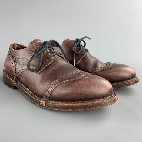 CoSTUME NATIONAL Size 9.5 Brown Antique Leather Lace Up Shoes