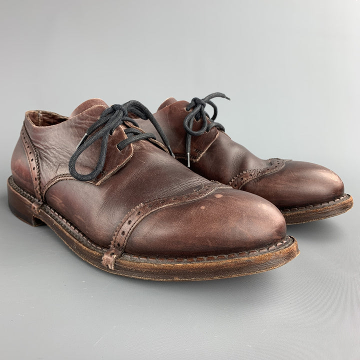 CoSTUME NATIONAL Taille 9,5 Chaussures à lacets en cuir antique marron