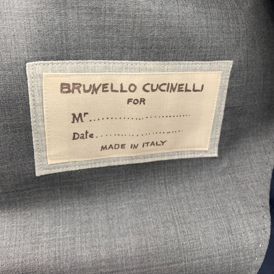 BRUNELLO CUCINELLI 44 Grey Solid Wool / Silk Notch Lapel Sport Coat