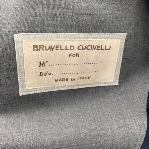 BRUNELLO CUCINELLI 44 Grey Solid Wool / Silk Notch Lapel Sport Coat