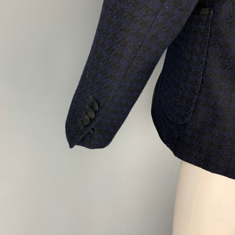 BLACK FLEECE Size 38 Black Navy Houndstooth Wool Notch Lapel Sport Coat
