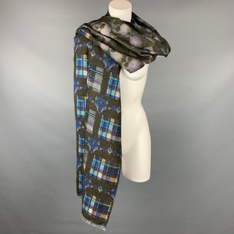 FRANCO FERRARI Multi-Color Cashmere Reversible Fringe Scarf
