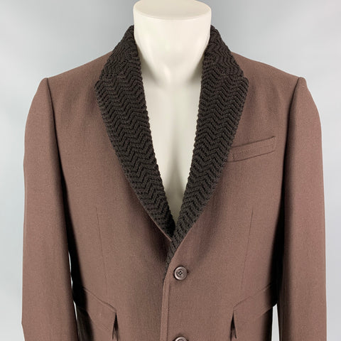 BURBERRY PRORSUM by Christopher Bailey Size 40 Brown Zig Zag Collar Wool Notch Lapel Jacket