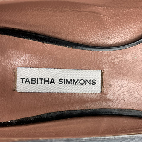 TABITHA SIMMONS Size 7 Black Patent Leather Mary Jane Wingtip Flats
