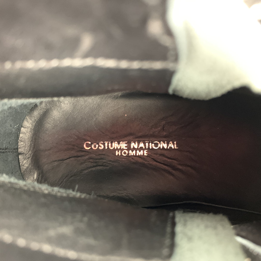 CoSTUME NATIONAL Taille 11 Bottes à fermeture éclair latérale en cuir noir