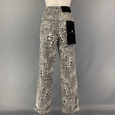 MARCELL VON BERLIN Size 8 Black White Cotton Animal Print Zip Fly Jeans