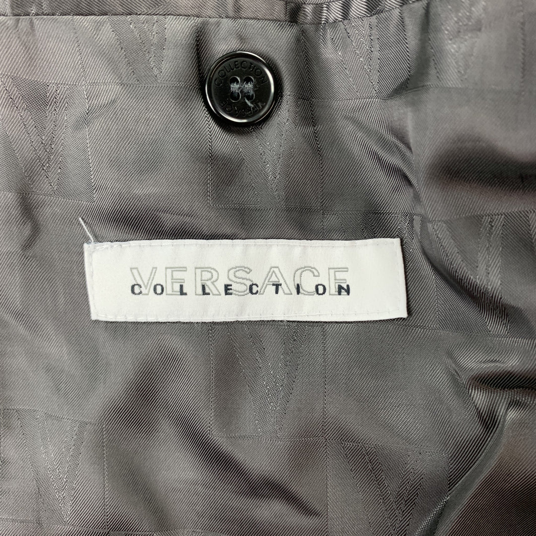 VERSACE COLLECTION Taille 40 Manteau de sport en soie / laine à grille noire et blanche