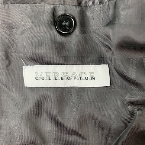 VERSACE COLLECTION Size 40 Black & White Grid Silk / Wool Sport Coat