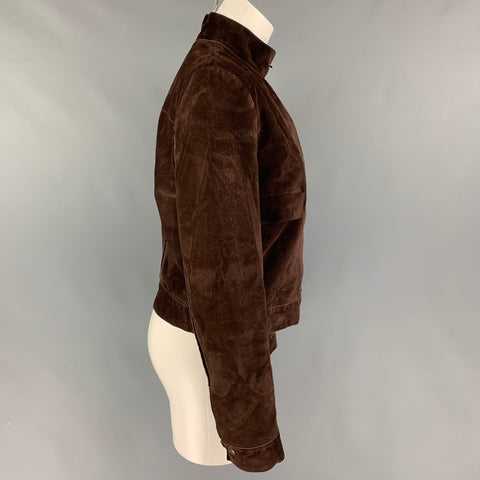 MIU MIU Size 6 Brown Suede Snaps Jacket