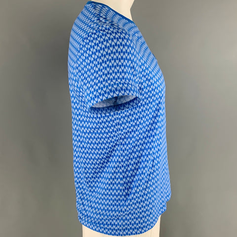 TED BAKER Size L Blue White Graphic Cotton One Pocket T-shirt