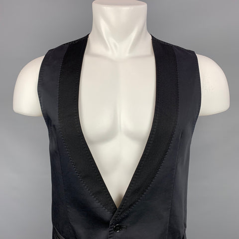 DOLCE & GABBANA Size 40 Black Cotton / Silk Shawl Collar Vest