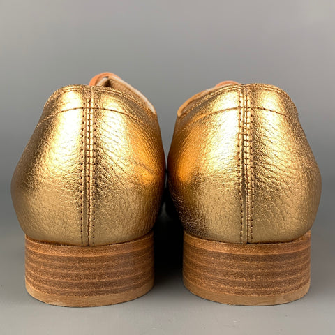 FORTE_FORTE Zapatos planos con cordones de cuero metalizado dorado Talla 9