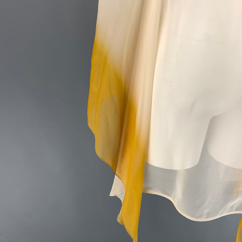RICK OWENS SS 22 Size 2 Beige Mustard Silk Ombre Fogachine Runway Flagsleeve Moody Top