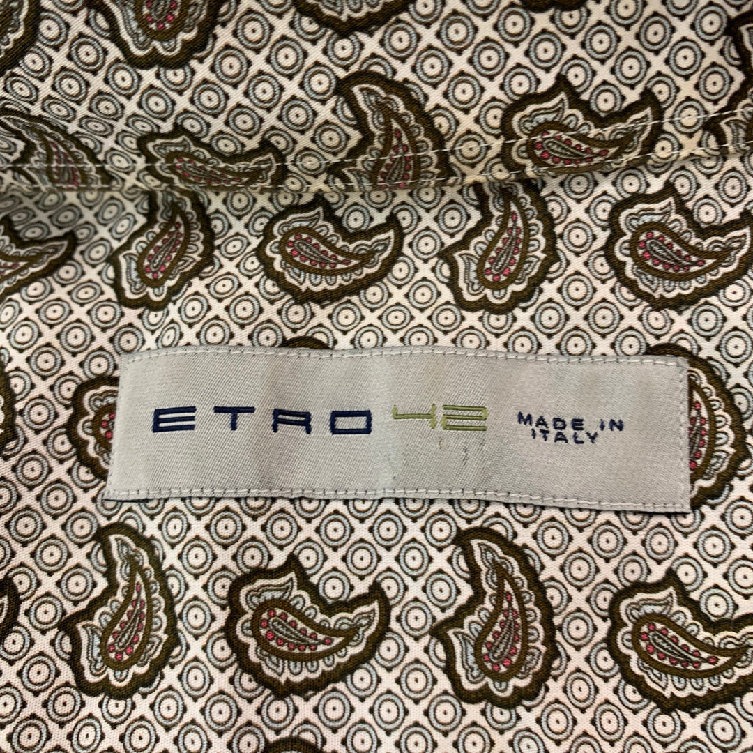 ETRO Size L Grey Brown Paisley Cotton Button Up Long Sleeve Shirt