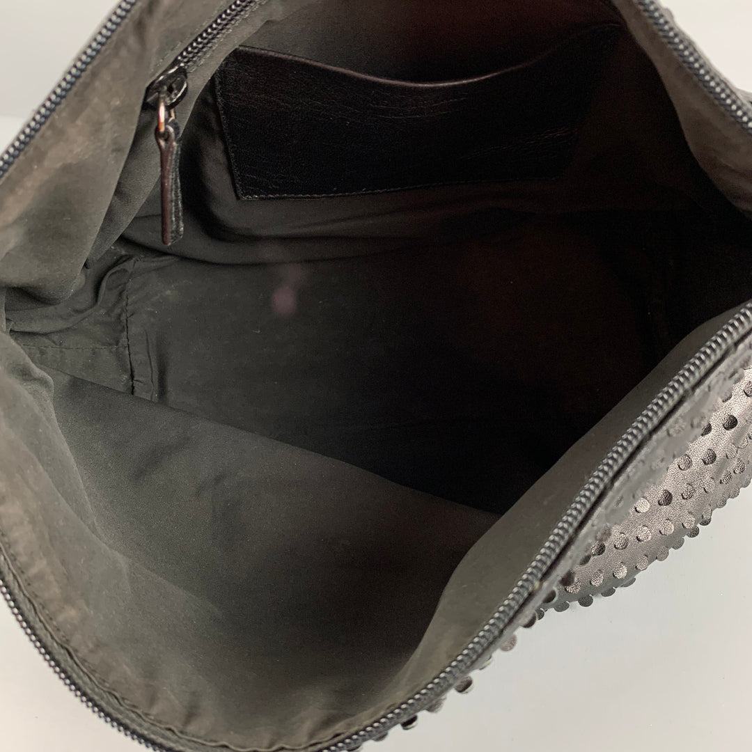 Vintage HELMUT LANG Black Perforated Leather Shoulder Handbag