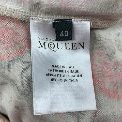ALEXANDER MCQUEEN 2013  Size 4 Multi-Color Abstract Floral Rayon Blend Long Sleeve Dress