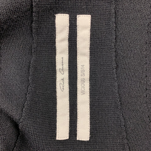 RICK OWENS VICIOUS S/S 14 Size M Black Knitted Virgin Wool Asymmetrical Cardigan