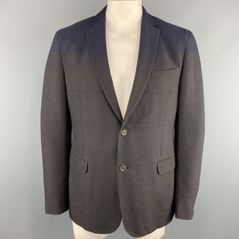 Z ZEGNA Taille 44 Manteau de sport en coton/laine à carreaux marron et bleu marine