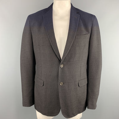 Z ZEGNA Size 44 Brown & Navy Plaid Regular Cotton / Wool Sport Coat