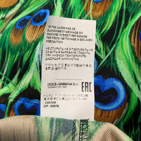 DOLCE &amp; GABBANA Talla 34 Pantalones casuales con cordón de seda multicolor verde