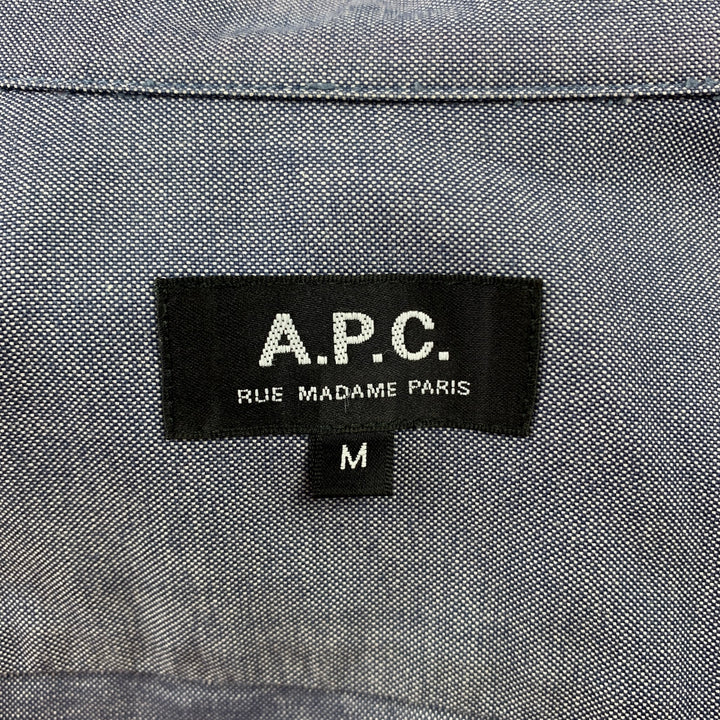 A.P.C. Size M Blue Cotton Button Down Long Sleeve Shirt