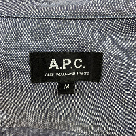 APC Chemise à manches longues boutonnée en coton bleu taille M