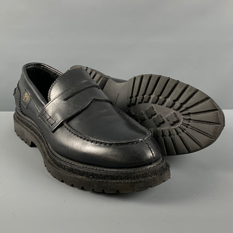 GIULIANO GALIANO Size 10 Black Solid Leather Slip On Loafers