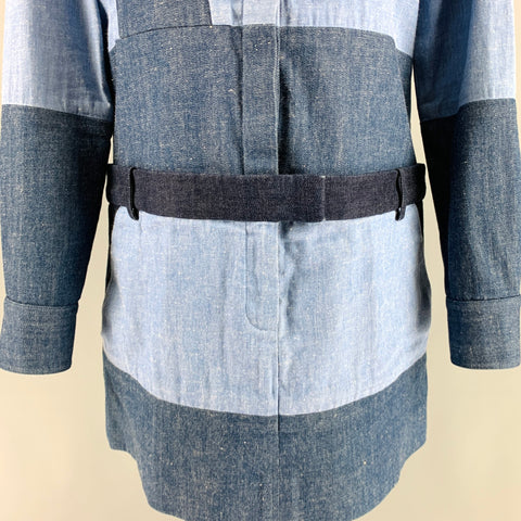 CELINE by PHOEBE PHILO Size L Blue Navy Cotton Blend Patchwork Shirt Dress