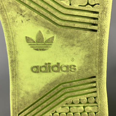 ADIDAS Size 10.5 Neon Green Solid Leather Lace Up Sneakers