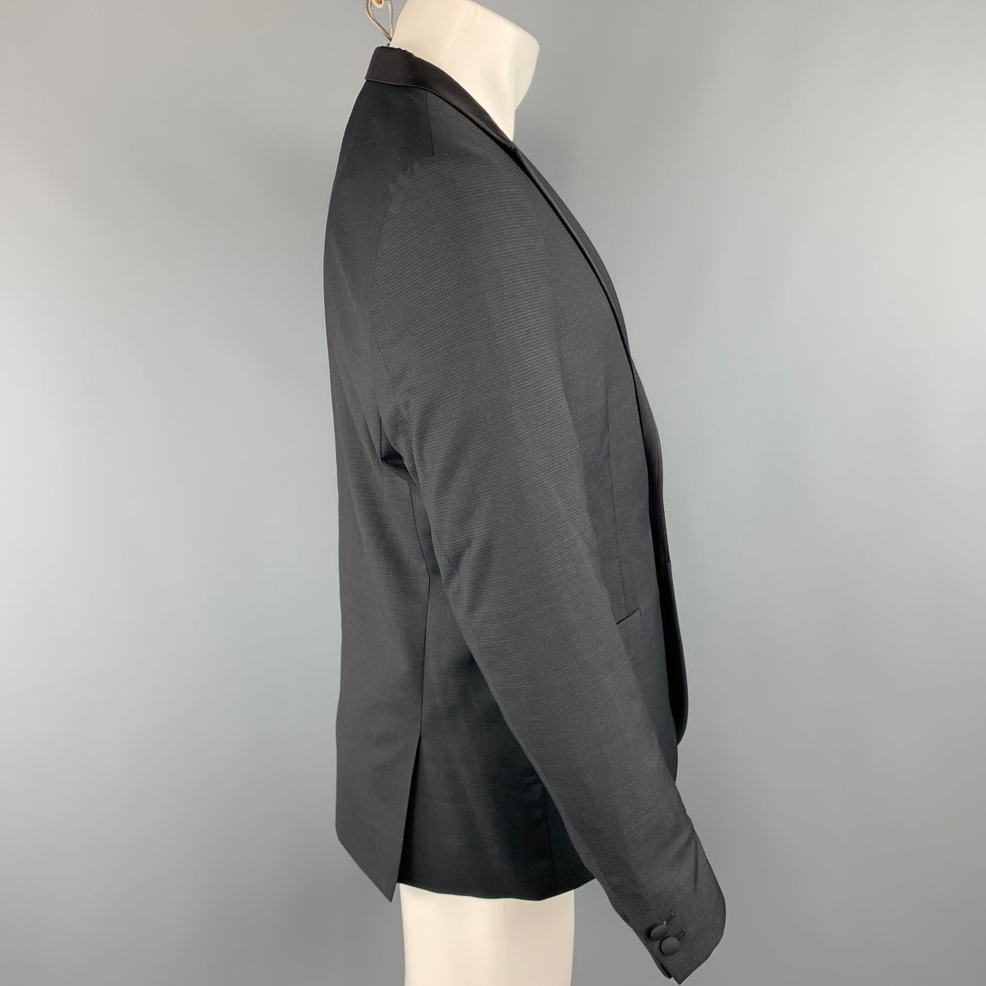 THE KOOPLES Chest Size 42 Nailhead Black Wool Peak Lapel Sport Coat