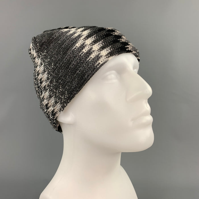 MISSONI Grey Silver Zig-Zag Wool Blend Beanie