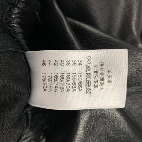 CELINE Size 6 Black Lamb Skin Elastic Waistband Above Knee Skirt