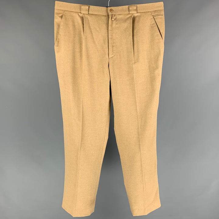 Vintage GIANNI VERSACE Size 34 Tan Angora Wool Pleated Dress Pants