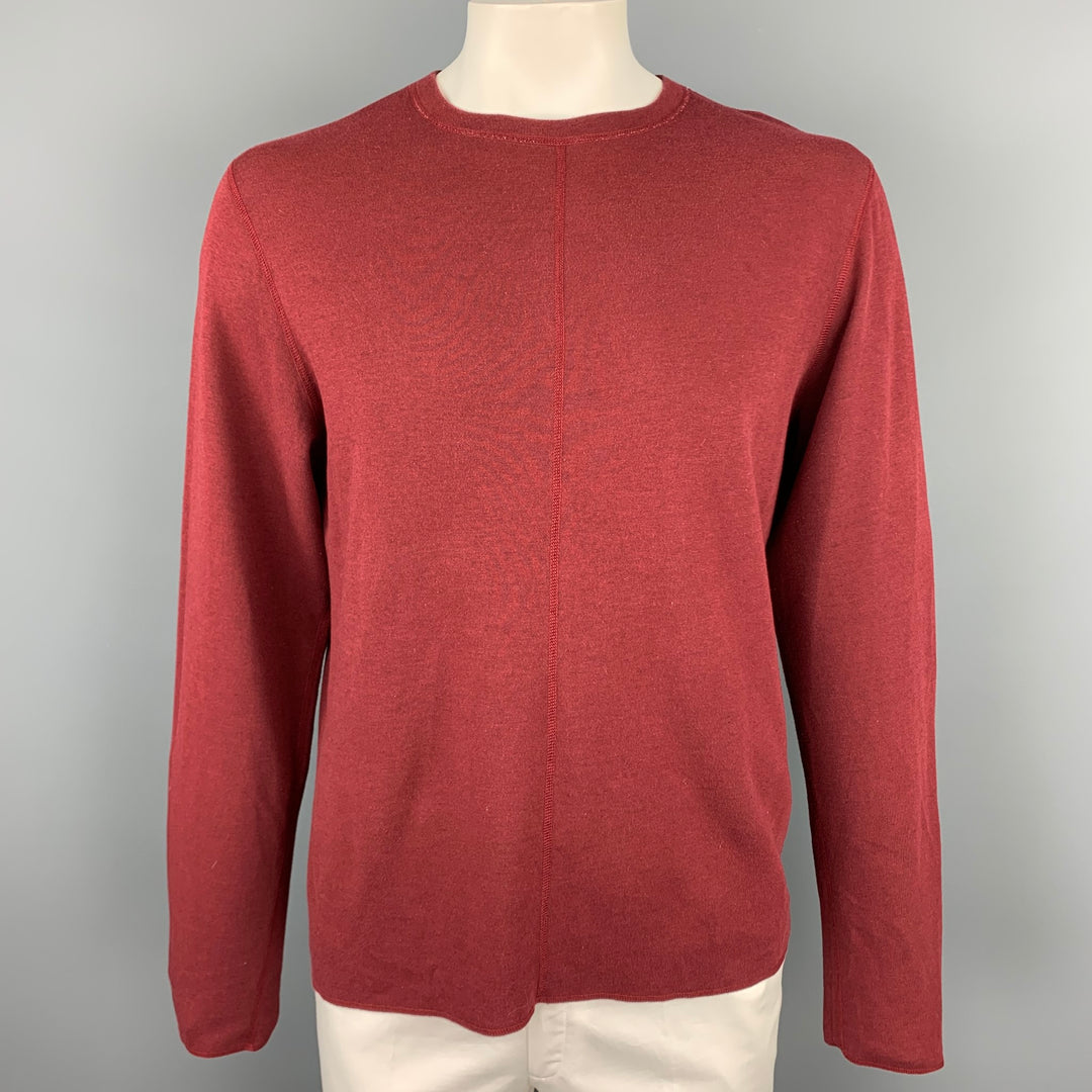 RYAN ROBERTS Size L Burgundy Polyester Blend Crew-Neck Pullover