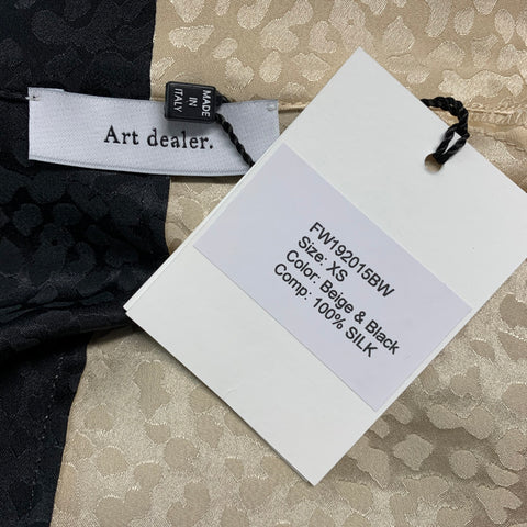 ART DEALER Size XS Beige Black Silk Jacquard Animal Wrap Long Dress