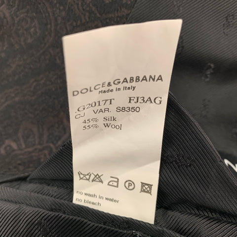DOLCE & GABBANA Size 38 Black Brown Jacquard Wool Peak Lapel Sport Coat